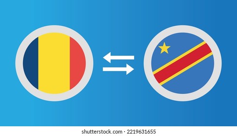 iconos redondos con el concepto de tipo de cambio de la bandera del Chad y el Congo elemento gráfico Diseño de la plantilla de ilustración
