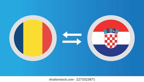 round icons with Chad and Croatia flag exchange rate concept graphic element Illustration template design
