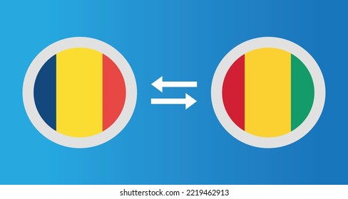 round icons with Chad and Guinea flag exchange rate concept graphic element Illustration template design
