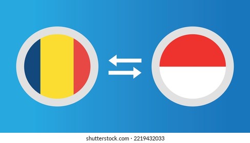 round icons with Chad and Indonesia flag exchange rate concept graphic element Illustration template design
