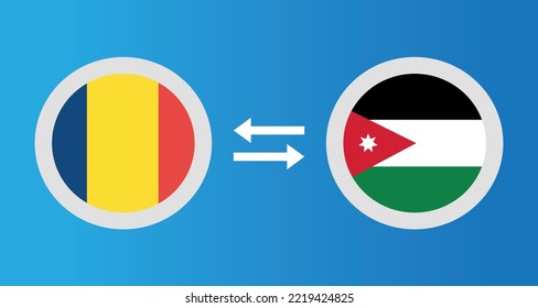 round icons with Chad and Jordan flag exchange rate concept graphic element Illustration template design
