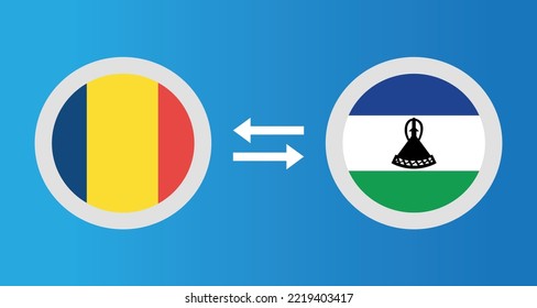 round icons with Chad and Lesotho flag exchange rate concept graphic element Illustration template design

