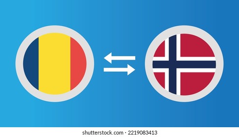 round icons with Chad and Norway flag exchange rate concept graphic element Illustration template design
