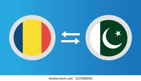 round icons with Chad and Pakistan flag exchange rate concept graphic element Illustration template design

