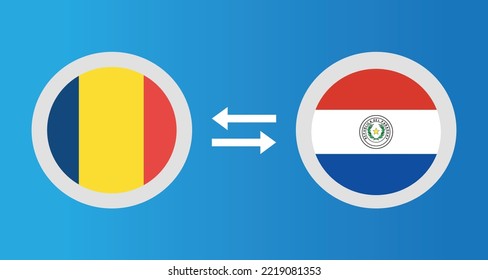 round icons with Chad and Paraguay flag exchange rate concept graphic element Illustration template design
