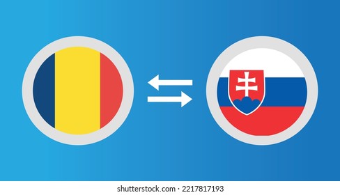 round icons with Chad and Slovakia flag exchange rate concept graphic element Illustration template design
