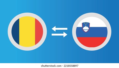 round icons with Chad and Slovenia flag exchange rate concept graphic element Illustration template design
