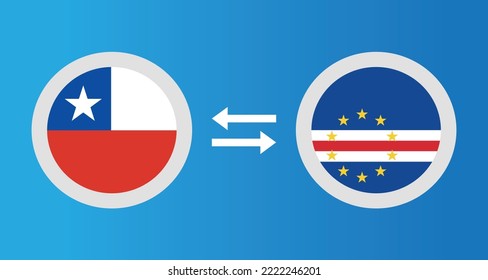 round icons with Chile and Cape Verde flag exchange rate concept graphic element Illustration template design
