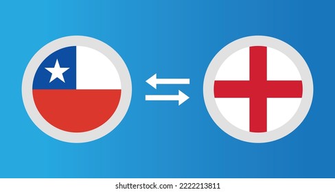 round icons with Chile and England flag exchange rate concept graphic element Illustration template design
