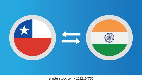 round icons with Chile and India flag exchange rate concept graphic element Illustration template design
