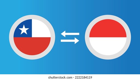 round icons with Chile and Indonesia flag exchange rate concept graphic element Illustration template design
