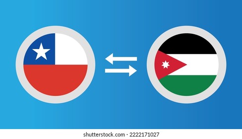 round icons with Chile and Jordan flag exchange rate concept graphic element Illustration template design
