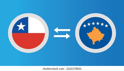 round icons with Chile and Kosovo flag exchange rate concept graphic element Illustration template design
