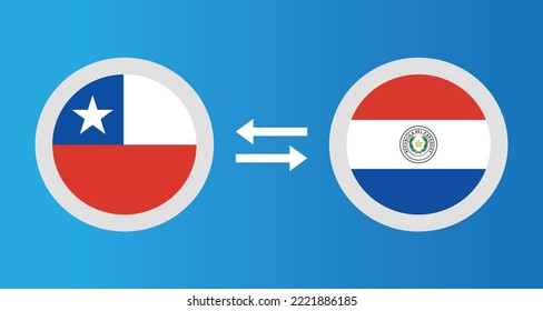 round icons with Chile and Paraguay flag exchange rate concept graphic element Illustration template design
