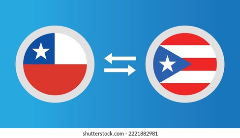 round icons with Chile and Puerto Rico flag exchange rate concept graphic element Illustration template design
