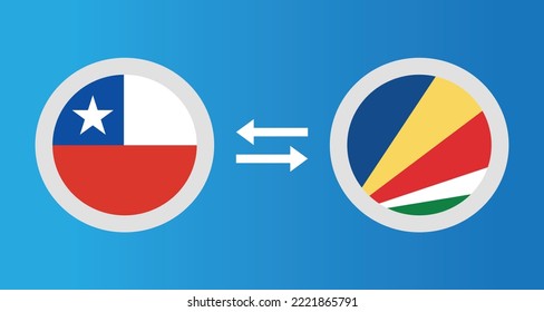 round icons with Chile and Seychelles flag exchange rate concept graphic element Illustration template design
