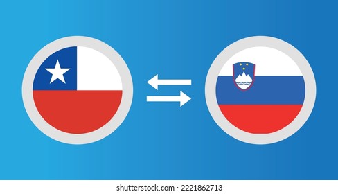 round icons with Chile and Slovenia flag exchange rate concept graphic element Illustration template design
