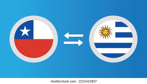 round icons with Chile and Uruguay flag exchange rate concept graphic element Illustration template design
