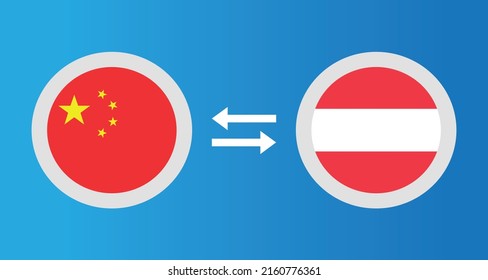 round icons with China and Austria flag exchange rate concept graphic element Illustration template design
