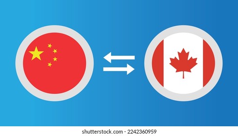 round icons with China and Canada flag exchange rate concept graphic element Illustration template design
