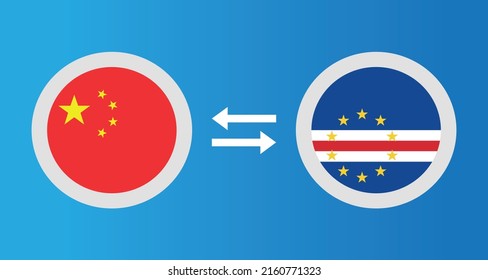 round icons with China and Cape Verde flag exchange rate concept graphic element Illustration template design
