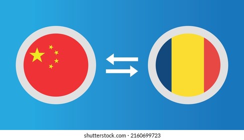 round icons with China and Chad flag exchange rate concept graphic element Illustration template design
