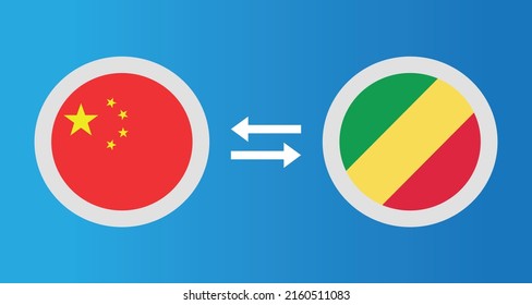 round icons with China and Congo flag exchange rate concept graphic element Illustration template design
