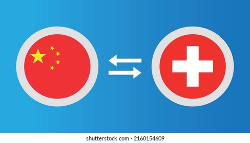 round icons with China and Ghana flag exchange rate concept graphic element Illustration template design
