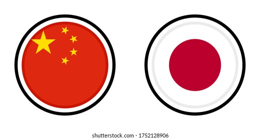round icons with china and japan flags
