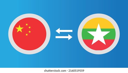 Round Icons With China And Myanmar Flag Exchange Rate Concept Graphic Element Illustration Template Design
