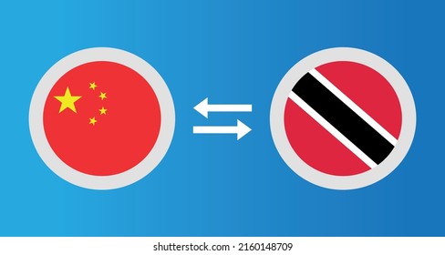 round icons with China and Trinida dand Tobago flag exchange rate concept graphic element Illustration template design
