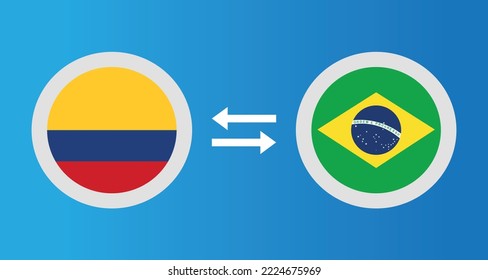 round icons with Colombia and Brazil flag exchange rate concept graphic element Illustration template design
