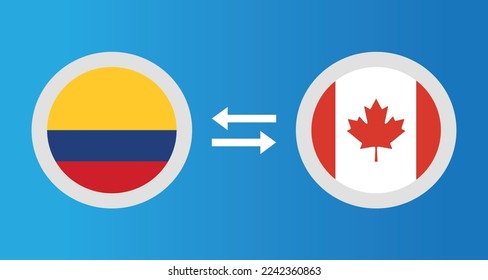 iconos redondos con el concepto de tipo de cambio de bandera de Colombia y Canadá elemento gráfico Diseño de plantilla de ilustración
