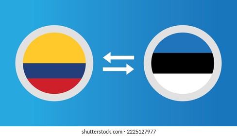 round icons with Colombia and Estonia flag exchange rate concept graphic element Illustration template design
