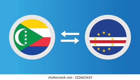 round icons with Comoros and Cape Verde flag exchange rate concept graphic element Illustration template design
