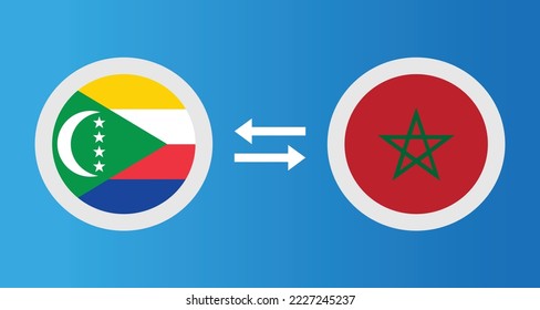 round icons with Comoros and Morocco flag exchange rate concept graphic element Illustration template design
