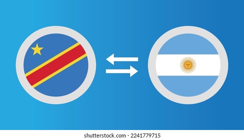 round icons with Congo and Argentina flag exchange rate concept graphic element Illustration template design
