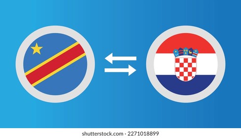 round icons with Congo and Croatia flag exchange rate concept graphic element Illustration template design
