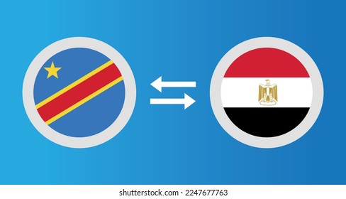 round icons with Congo and Egypt flag exchange rate concept graphic element Illustration template design
