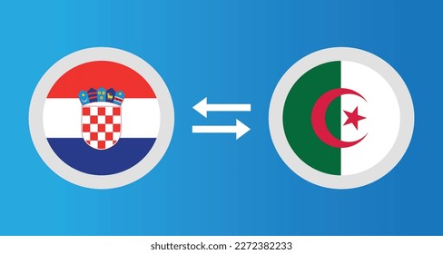 round icons with Croatia and Algeria flag exchange rate concept graphic element Illustration template design
