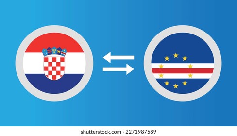 round icons with Croatia and Cape Verde flag exchange rate concept graphic element Illustration template design
