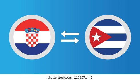 round icons with Croatia and Cuba flag exchange rate concept graphic element Illustration template design
