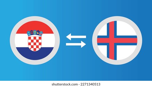 round icons with Croatia and Faroe Islands flag exchange rate concept graphic element Illustration template design
