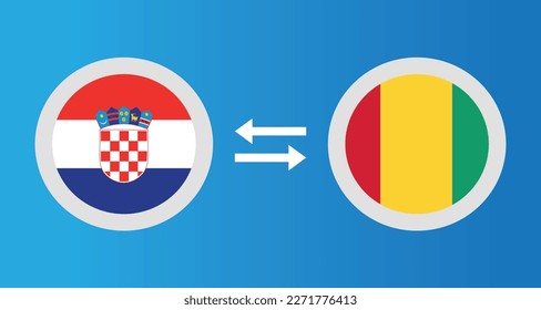 round icons with Croatia and Guinea flag exchange rate concept graphic element Illustration template design
