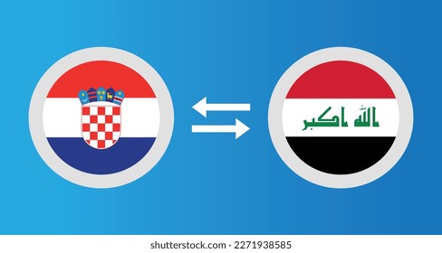 round icons with Croatia and Iraq flag exchange rate concept graphic element Illustration template design
