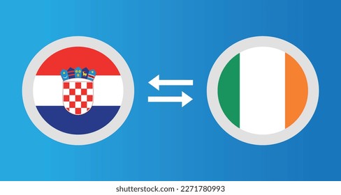 round icons with Croatia and Ireland flag exchange rate concept graphic element Illustration template design
