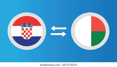 round icons with Croatia and Madagascar flag exchange rate concept graphic element Illustration template design
