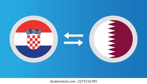 round icons with Croatia and Qatar flag exchange rate concept graphic element Illustration template design
