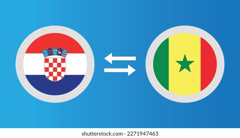 round icons with Croatia and Senegal flag exchange rate concept graphic element Illustration template design
