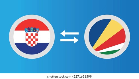 round icons with Croatia and Seychelles flag exchange rate concept graphic element Illustration template design
